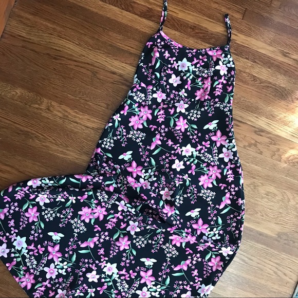 Dresses & Skirts - SOLD vintage Y2K babydoll maxi dress floral grunge M tie back